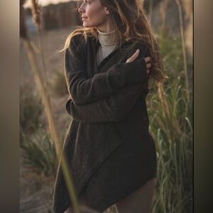 Betabrand Brown wool wrap cardigan
